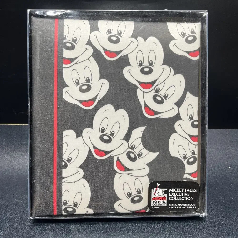 Vintage Disney Mickey Mouse 6 Ring Binder Address & Telephone Book Mickey Faces